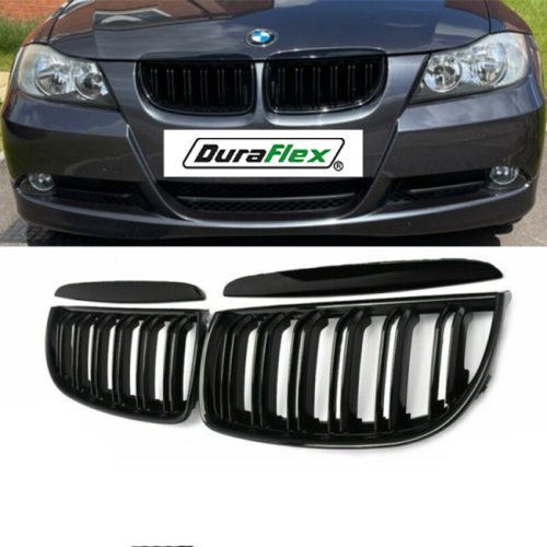 BMW E90 E91 3 Series Pre-LCI M Style Gloss Black Dual Slat Kidney Grille 2005-08