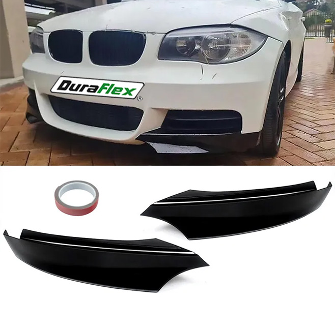 BMW E82 E88 E87 M Sport Performance Front Bumper Splitter Corner Lips Black duraflex
