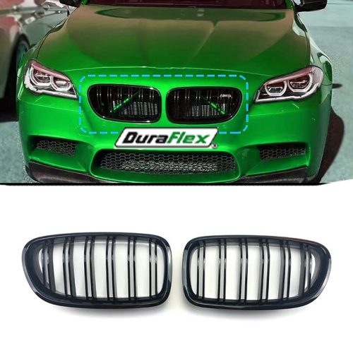 2011-2016 BMW 5 Series F10 F18 F02 F11 Dual Slat Twin Bar Kidney Grille Gloss Black
