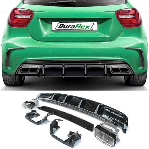 2013-2018 Mercedes-Benz W176 A-Class Gloss Black Sport Edition Diffuser With Exhaust Outlet