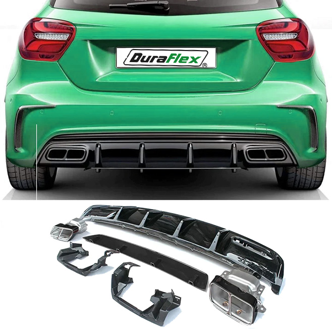 2013-2018 Mercedes-Benz W176 A-Class Gloss Black Sport Edition Diffuser With Exhaust Outlet