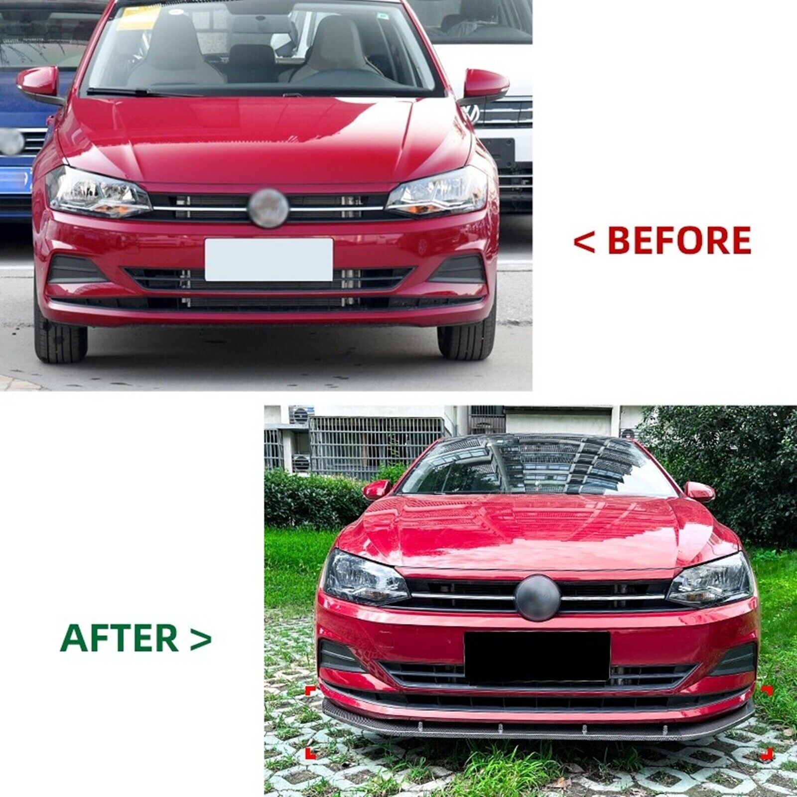 2019-22 Volkswagen Polo 8 Gti/R/ Tsi Line Gloss Black Front Spoiler Splitter Lip Duraflex - Image 2