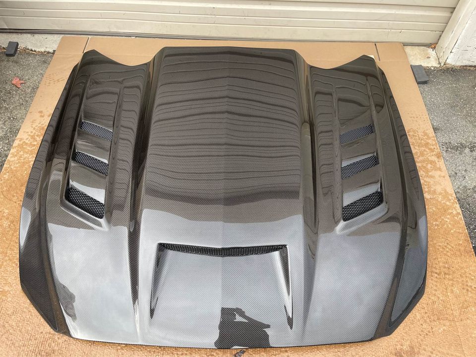 2018 - 2023 Ford Mustang Terminator Style Double Sided Carbon Fiber Hood Bonnet - Image 5