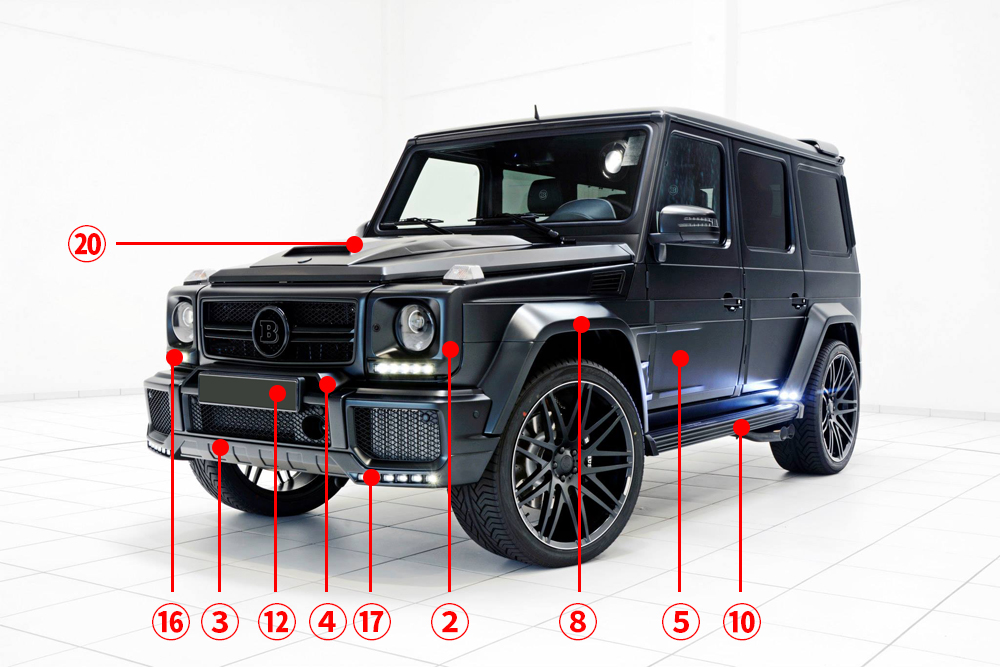 2004-2016 Mecerdes Benz G Class Brabus Style Body Kit - Full Kit - Image 3