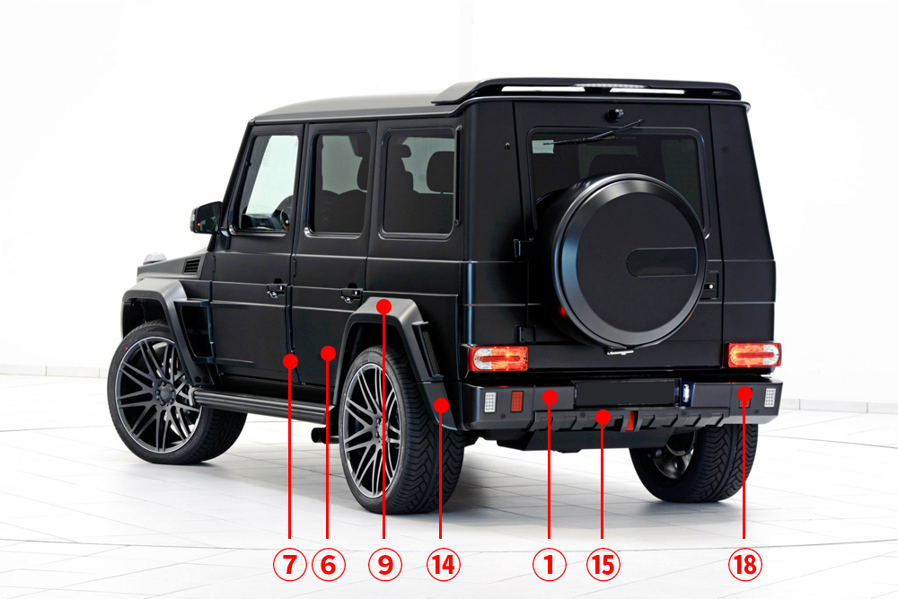 2004-2016 Mecerdes Benz G Class Brabus Style Body Kit - Full Kit - Image 4